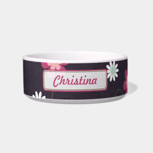 Tigela Flores Rosa Pet Comida Bowl