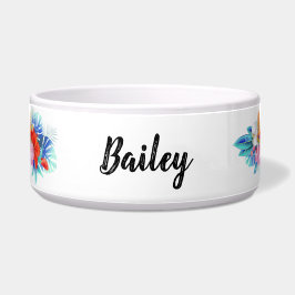 Tigela Flores Tropicais Exóticas em Rosa e Aqua