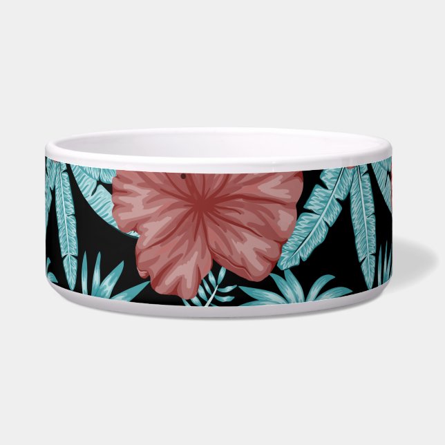 Tigela Flores vermelhas padrão uniforme tropical folhas & (Frente)