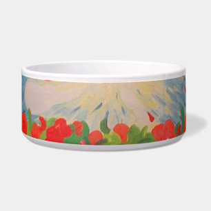 Tigela Flores Vermelhas Pet Bowl