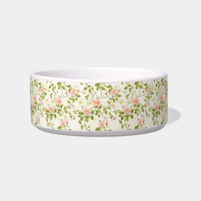 Tigela Florescer de Videira de Rosa Elegante Pet (Frente)
