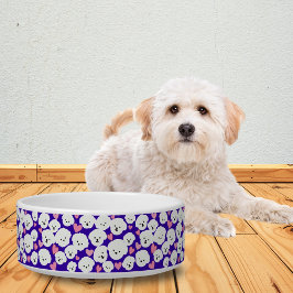 Tigela Fluffy Bichon Faces e Hearts Pet Bowl