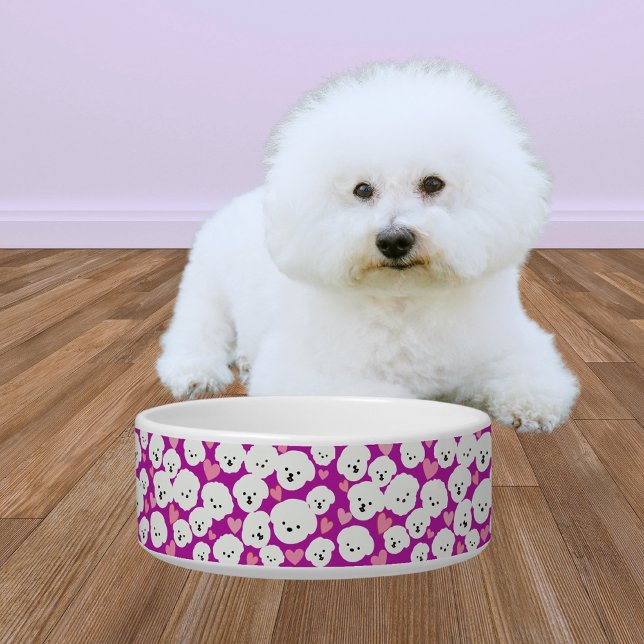 Tigela Fluffy Bichon Faces e Hearts Pet Bowl (Criador carregado)
