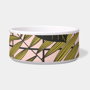 Tigela Folhas tropicais, flores, padrão pintado à mão.