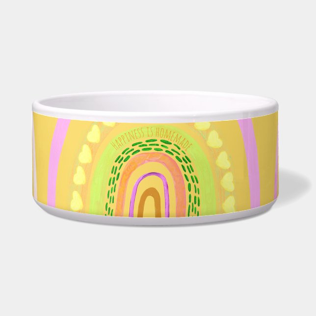 Tigela Folk Art Rainbow 'Happiness is Homemade'  (Frente)