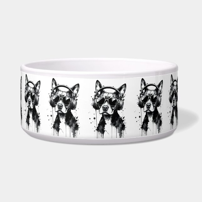 Tigela Fones de ouvido Cool Dog Animais fofos Tinta preta (Frente)