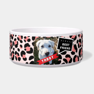 Tigela Foto de Pet Preto Laranja Leopard Personalizada