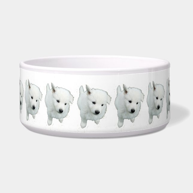 Tigela Fotografia do Fluffy White Puppy (Frente)