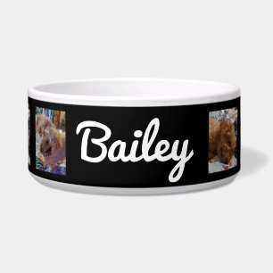 Tigela Fotos personalizadas para cães e nome preto