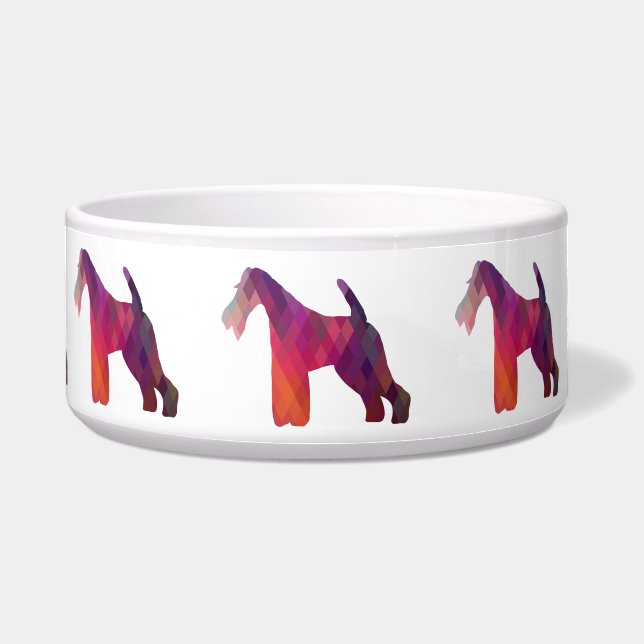 Tigela Fox Terrier Geométrico Padrão Silhouette (Frente)