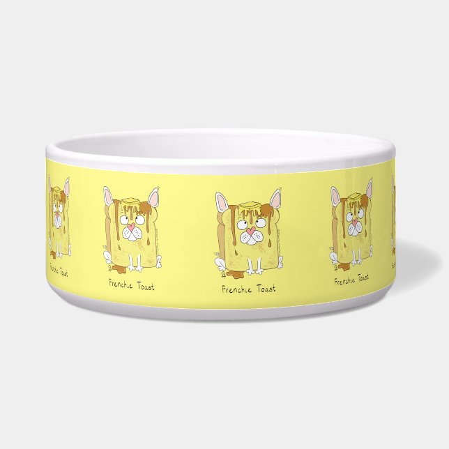 Tigela Frenchie Toast French Bulldog Dog Comida Bowl (Frente)