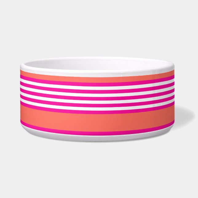 Tigela Fuchsia e coral vivo: cinco listras (Frente)
