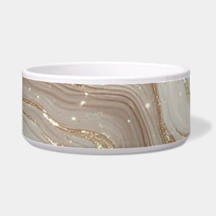 Tigela Fundo de Mármore Bege Elegante Com Brilho Dourado