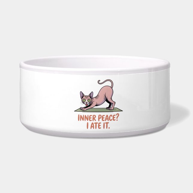 Tigela Funny Sphynx Cat Yoga Cartoon Art (Frente)