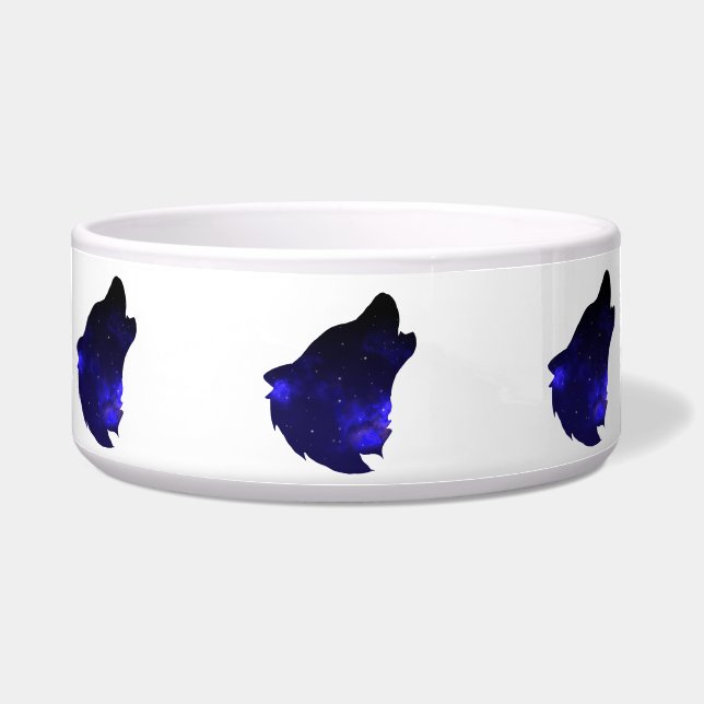 Tigela Galaxy Howling Wolf Silhouette Night Sky com Star (Frente)