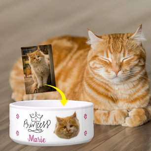 Tigela Gata Princesa Rosa Personalizada