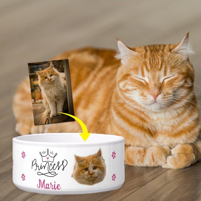 Tigela Gata Princesa Rosa Personalizada  (Criador carregado)
