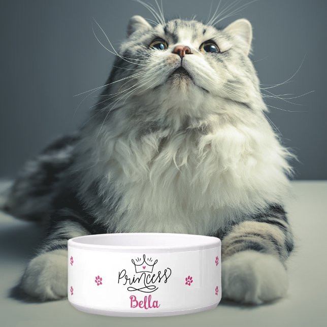 Tigela Gata Princesa Rosa Personalizada (Criador carregado)