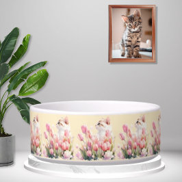 Tigela Gatinho de Esconde-Esconde Rosa Floral 