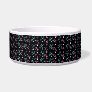 Tigela Gatinho Fofo Desenho Rosa Azul Escuro Preto