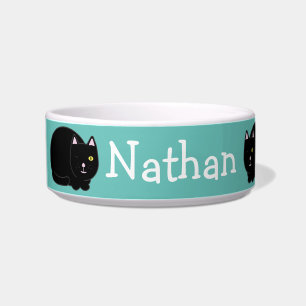 Tigela Gatinho Preto de Um Olho Personalizável