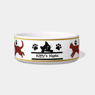 Tigela Gatinho Stewart Tartan Personalizado Cat Bowl