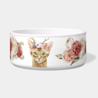 Tigela Gato bonito,personalizado,floral,tendência,moderno