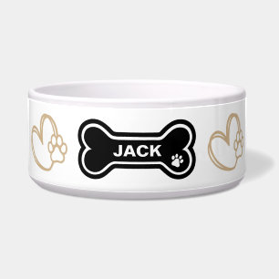 Tigela Gato de Cachorro Personalizado por Pintura e Coraç