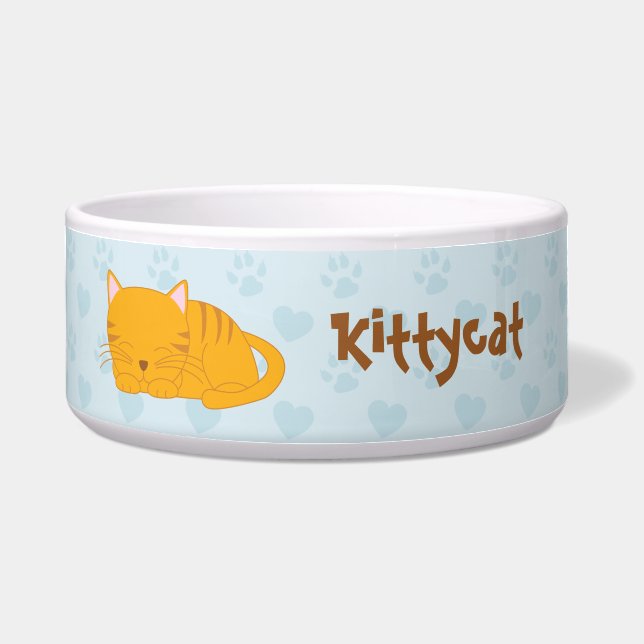 Tigela Gato de Gato de Laranja com Sono (Frente)