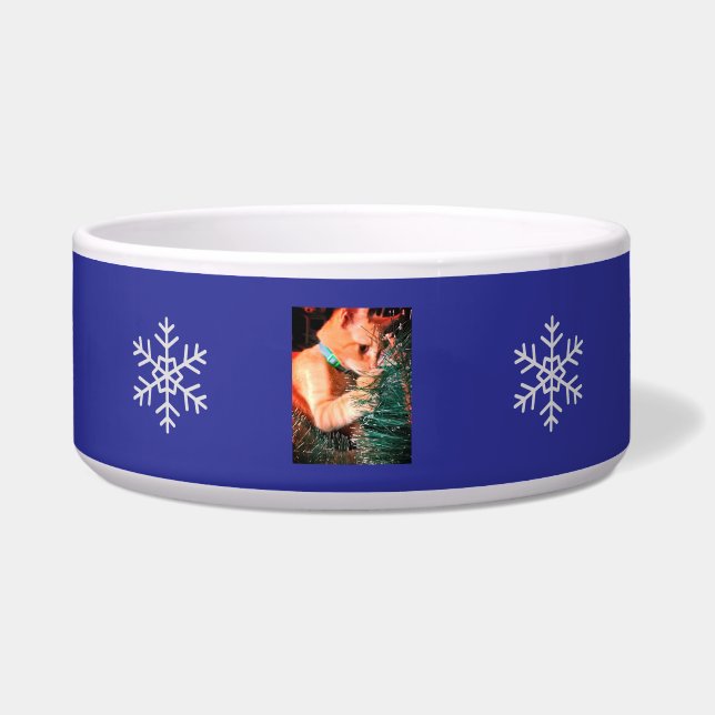Tigela Gato de Natal  Foto personalizada (Frente)