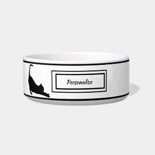 Tigela Gato de Silhueta de Gato Preto e Branco Elegante