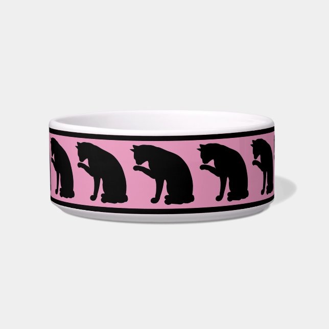Tigela Gato de Silhueta Preto e Rosa (Frente)
