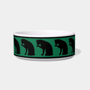 Tigela Gato de Silhueta Preto e Verde