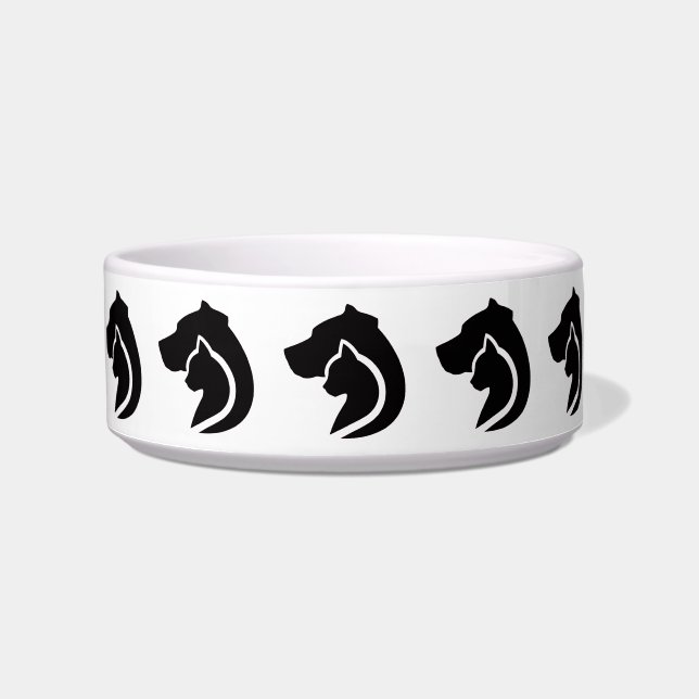 Tigela Gato e Cão Pretos e Brancos (Frente)