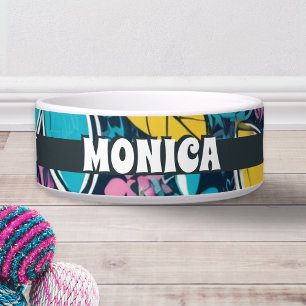 Tigela Gato Legal de Flores de Hippie Brilhante de Groovy