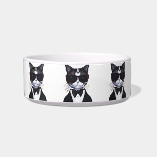 Tigela Gato Preto e Branco num Smoking e Gravata Borbolet