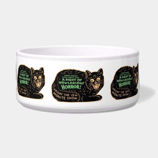 Tigela Gato Preto Vintage Halloween (Frente)
