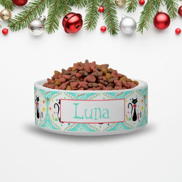 Tigela Gato Siamês de Natal Retro Ogee Nome do Pet