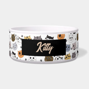 Tigela Gatos Engraçados Coloridos e Padrão de Pata