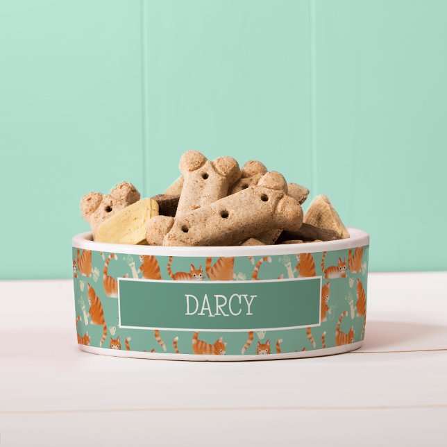 Tigela Gatos Laranja Ruins Que Batem As Coisas Sobre O Pa (Bad Cats Knocking Stuff Over Dog bowl)