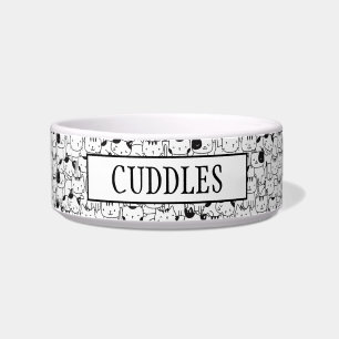 Tigela Gatos Pretos e Brancos Fofos Personalizados