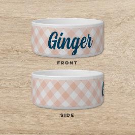 Tigela Gingham Green Pink Dog Pet Bowl