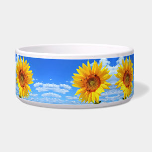 Tigela Girassol Amarelo e Abelhas no Céu Azul - Dia do V