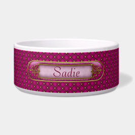Tigela Glam Orchid Rosa e Dourada Pet Bowl personalizada