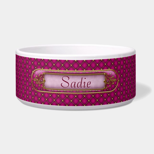 Tigela Glam Orchid Rosa e Dourada Pet Bowl personalizada (Frente)