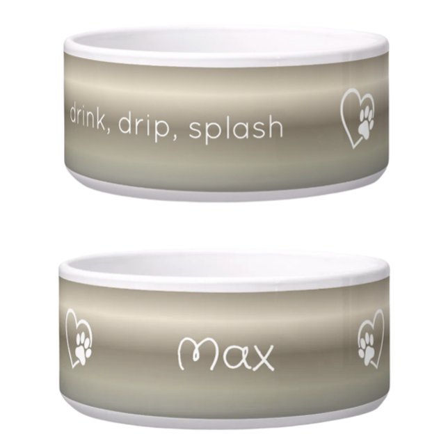 Tigela Gold 'drink drip splash' Dog Name Bowl (Criador carregado)