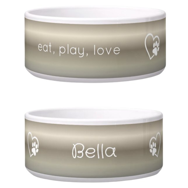 Tigela Gold 'eat, play, love' Dog Name Bowl (Criador carregado)