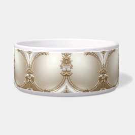 Tigela Golden Ornate Frame with Pearls Ceramic Pet Bowl