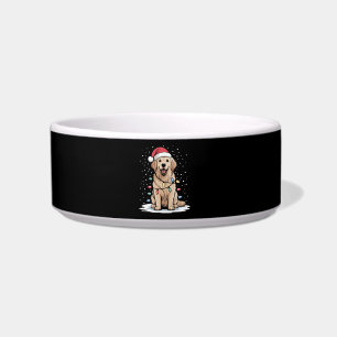 Tigela Golden Retriever Papai Noel Luzes da Árvore de Nat