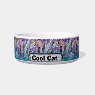 Tigela Grafite de Gato Legal Sinal Azul Roxo